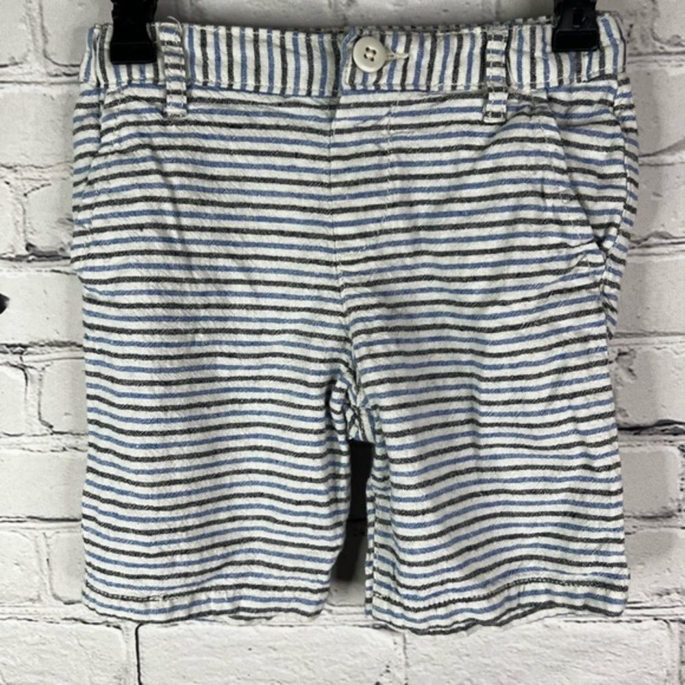 Children's place blue white striped linen cotton blend boy shorts 5t‎